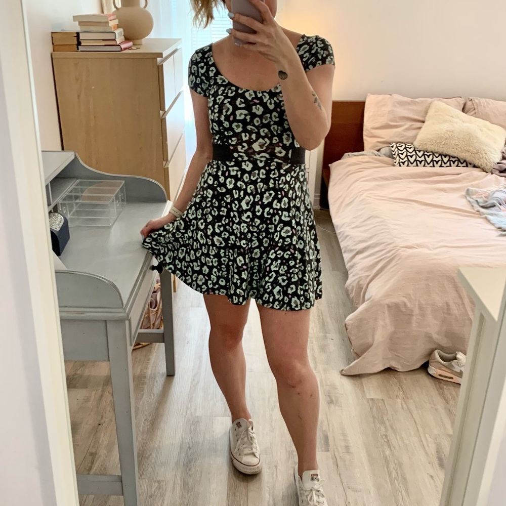 AE Skater Dress Mint Leopard with Peekaboo Back
